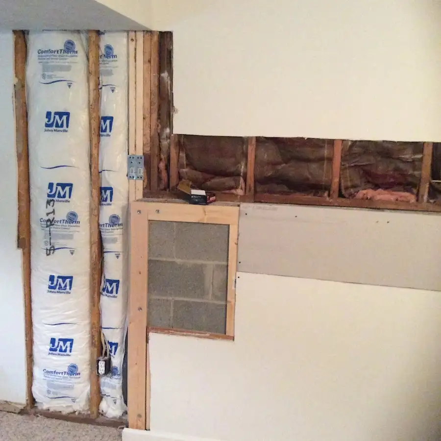 Wall insulation replacement during Basement Flood Cleanup in Leander